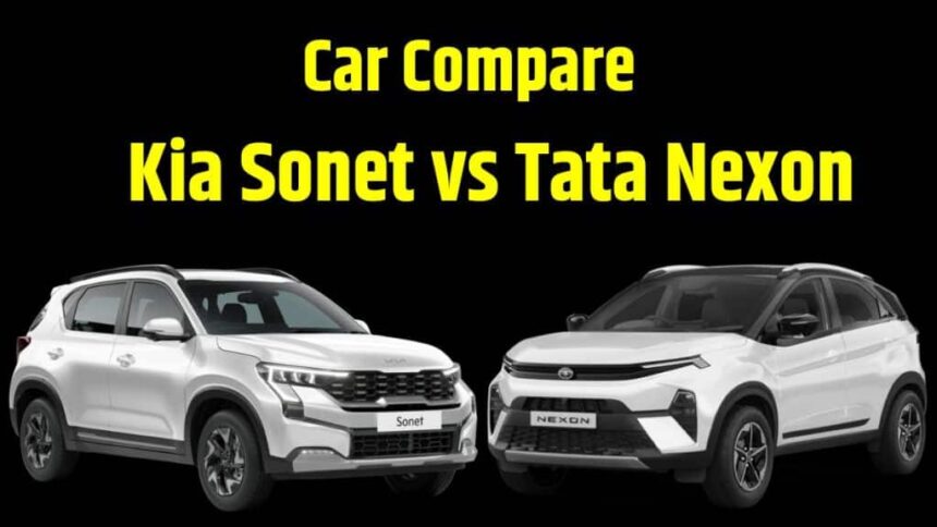 Kia Sonet facelift vs Tata Nexon compare report । Kia Sonet facelift vs Tata Nexon compare in dimensions । Kia Sonet facelift vs Tata Nexon compare in features । Kia Sonet facelift vs Tata Nexon compare in engine specifications